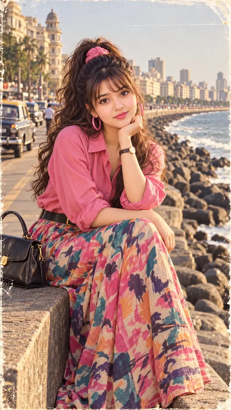 1990s Bombay Queen – Vintage Marine Drive Bollywood Portrait