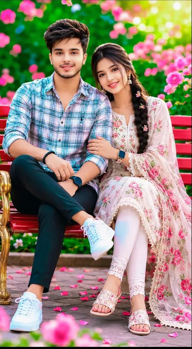 Romantic Couple in Beautiful Pink Rose Garden πΈβ€οΈ