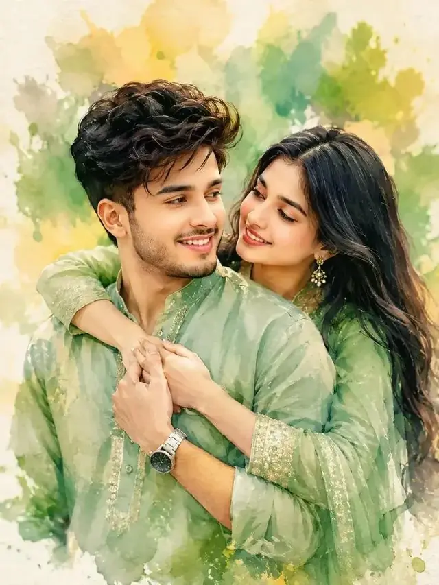 Forever Together 💚🌿 | Romantic Green Watercolor Couple