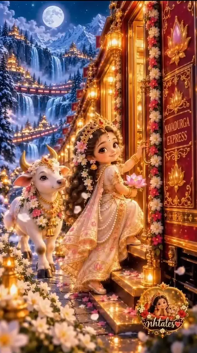 Maa Durga Express – Magical Divine Train Journey in Heaven | 3D AI Video Prompt