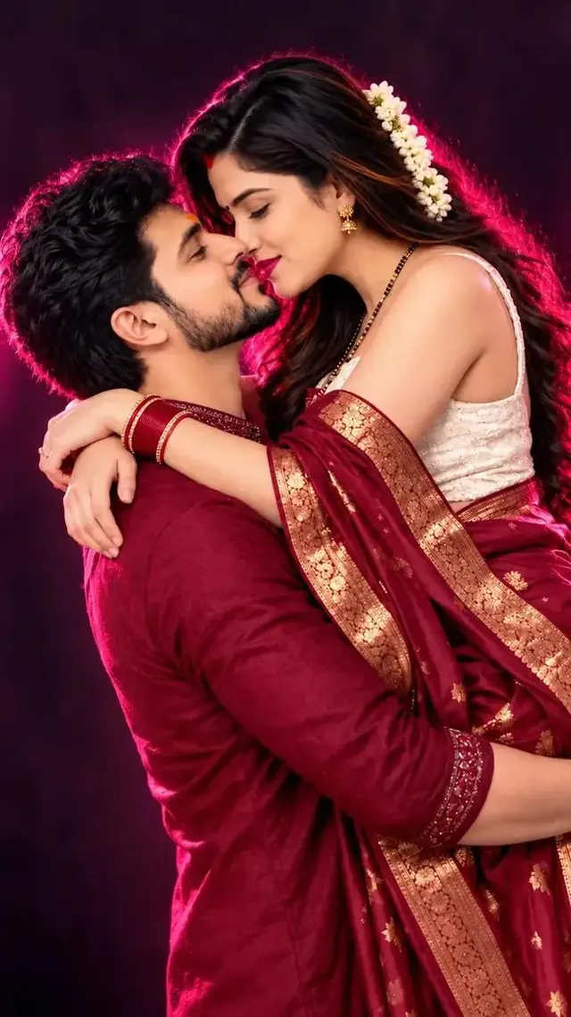 Romantic Couple in Maroon ❤️🌹 | Beautiful Love Moment